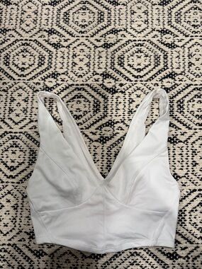 Free People White Plunging Longline Bralette
